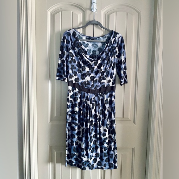 Banana Republic Blue Tone Leopard Print Sheath Dress - Picture 1 of 10